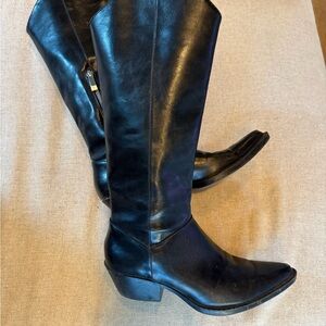 Zara black Leather Cowboy Boots